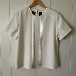 Laura Scott Women's Short Sleeve Cream Blouse Size S